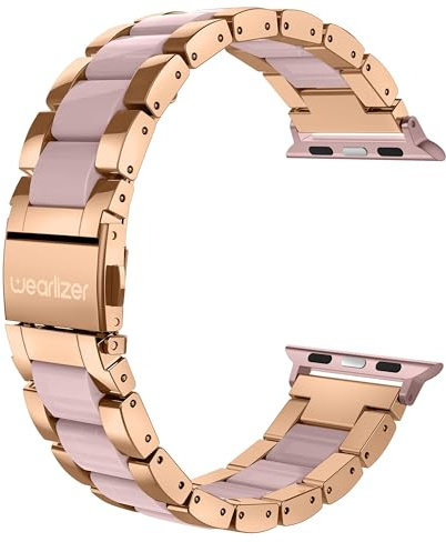 Wearlizer Compatible with Apple Watch Band 38mm 40mm 41mmFashion Wristbands Women, Stainless Steel and Resin Replacement Metal Clasp For iWatch Ultra/SE/10/9/8/7/6/5/4/3/2/1