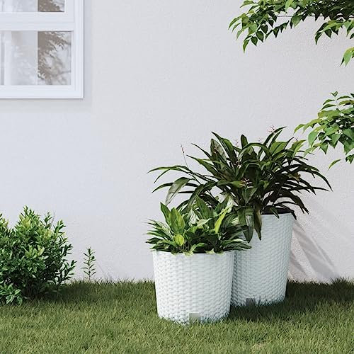 WIFESE Jardinière Surélevée Exterieur PP Blanc 30x30x27 cm Intérieur en Plastique Amovible Bac Jardiniere Balcon Résistant aux Chocs Bac Potager Exterieur Espace Ample