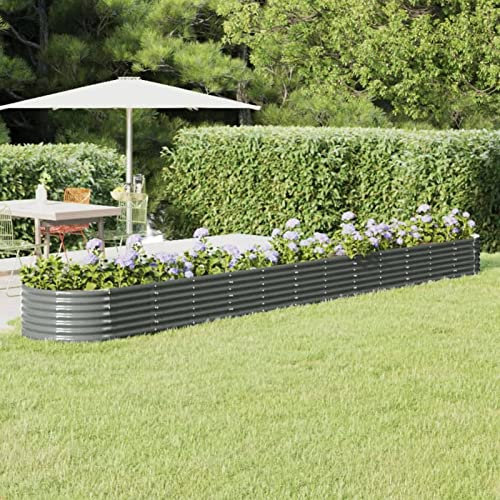 ShGaxin Hochbeet Pulverbeschichteter Stahl 512x80x36 cm Grau, Palettenrahmen, Hochteich, Gemüsebeet, Kräuterregal Balkon, Blumenbeet, Kräuterspirale, Tomatenbeet, Pflanzhochbeet - 318939