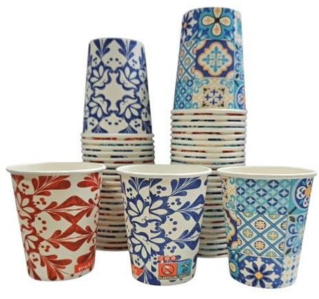 Terryshop74 Lot de 100 verres XXXL 250 ml en papier pour boissons chaudes et froides cappuccino the bière sodas (Maiolique)