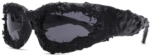 MEGAVOW Lunettes de Soleil Homme, Lunettes Punk Faites à la Main à Monture Enveloppante, Lunettes de Soleil d'Halloween Gothiques Modernes Hip-hop, pour la Fête et le Style de Scène