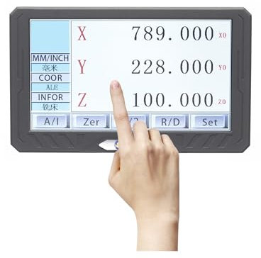 Digitale Anzeige, 3 achsen LCD Volle Touchscreen Digital Anzeige DRO Metall Abdeckung Linear Skala Display Zähler for Fräsen Drehmaschine,Einfache Bedienung