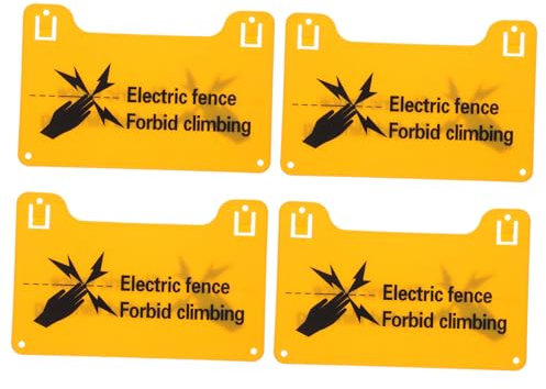 BESPORTBLE 4piezas Señal De Advertencia Para Cercas Eléctricas Etiquetas De Peligro De Voltaje Placas Resistentes Intemperie Para Seguridad Granjas y Patios