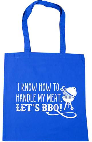 Hippowarehouse I know how to handle my meat, Let's grill Tote Shopping Gym Beach Bag 42cm x38cm, 10 litres