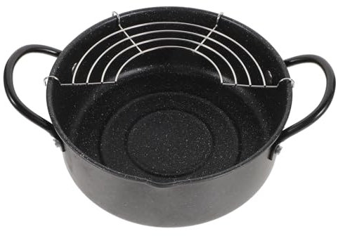 SECFOU Non Stick Deep Frying Pan Japanese Style Tempura Fryer Pot Oil Drainer Rack