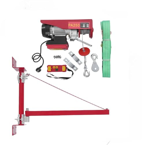 ROMYIX Elektrische Seilwinde mit Halterung,250kg,10m/min Hubgeschwindigkeit,Hubhöhe 12m, 550W Seilzug Motorwinde Kupfermotor Flaschenzug,Hebezug mit Kabelloser Fernbedienung (Halterung)