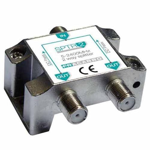 FRACARRO Repartidor Horizontal “Top-Down” de 3 Salidas con Conector F – Terrestre y Satélite (5-2400MHz) – Pack de 10 (SPTR3)