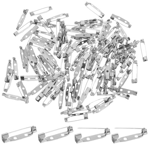 M METERXITY 120-Pack Bar Pins, 1 Inch Brooch Pin Backs Safety Clasp for Badges/Name Tags/Corsage/DIY Crafting Sewing Fabric, Metal Boutonnieres Locking Pin-Backing [25mm, Silver White]