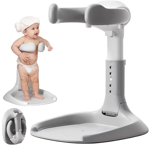 Aloskart Baby Duschständer Höhenverstellbar 47-58cm mit Rutschfester Basis, Zusammenklappbarer Badehelfer für 6-36 Monate, Tragbarer Badewannenständer, Ergonomisches Design