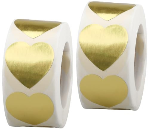 milaosk 1000 Pezzi Adesivi a Forma di Cuore Dorato 25 mm Autoadesivo Cuori Adesivi Piccoli Impermeabili Etichette Decorazioni per Matrimonio San Valentino Regali Scrapbooking Buste