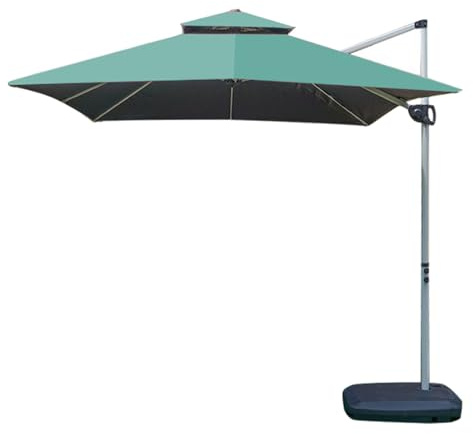 Parasol de jardin résistant aux intempéries avec support, 300 cm, pour extérieur, plage, jardin, terrasse et camping, angles réglables, résistant au vent et à la pluie (vert)