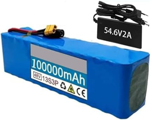 Ebike Batería 48V 100Ah Pack Baterías Recargables 48V 100Ah para 54.6v E-Bike Bicicleta Eléctrica Scooter con BMS+54.6V 2A Charger XT60 Batería De Alta Potencia