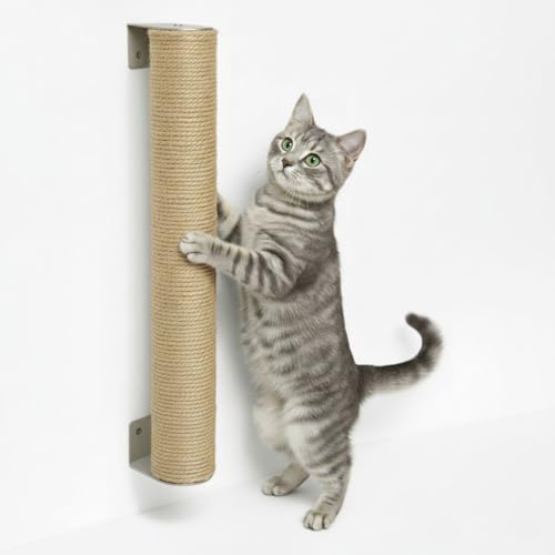 eyepower 60 cm Tiragraffi da Parete per Gatti Luna - Uso Verticale o Orizzontale - Albero per Gatto Salvaspazio - Colonna in Sisal Naturale - Gioco da Arrampicata - Mobile Moderno - Percorso da Muro