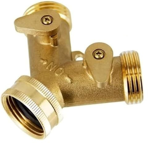 Absperrventil for Wasserschläuche, Rohrverbinder, 1 Stück, Messing-Wasserhahnadapter, 2-Wege-Verteiler, Gartenzubehör, Kugelgelenk aus Zinklegierung