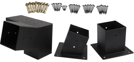 Yuanpgky Kit de herrajes inclinados para pérgola de techo para soportes de montaje en pared compatible con postes de madera de 4 x 4 pulgadas para estructuras al aire libre (juego derecho de 15°)