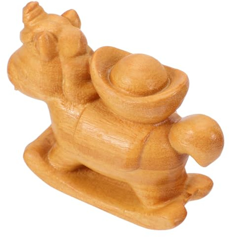 FUTUREORYY Figurine Cheval en Bois Sculpté la Main, Miniature Décorative du Zodiaque Chinois, Statuette de Collection 8 Cm, Décoration Intérieure pour Maison, Bureau et Fête du Nouvel an