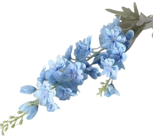 JORCEDI 3pcs Blue Delphinium Artificial Flowers Long Stem Larkspur For Wedding Centerpieces Floral Arrangements Home Vase Decor- -85cm (Light Blue,85cm/33.46in)