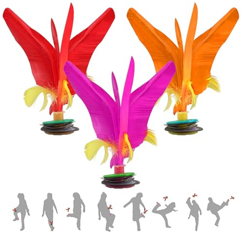Omnikryp 3 Piezas Jianzi Kick Shuttlecock, Jianzi de Patada Chino, Ajustables y Portátiles, para Juegos al Aire Libre y Entrenamiento Familiar, Color Aleatorio
