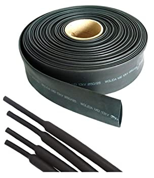 guaina termorestringente, Tubi termorestringenti, rapporto 2:1, manicotto termoisolante nero, 1M/5M, dimensioni multiple | 1m,6mm