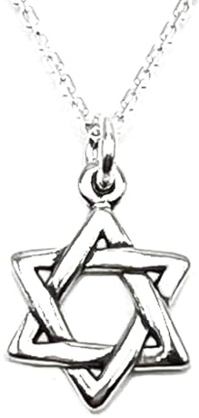 KEVIN N ANNA 925 Sterling Silver Star of David Charm - Faith Charm Necklace, 18