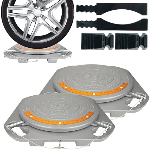 AutoSolo Piatti Rotanti per Allineamento Ruote Capacita 4 Ton - Quadrante in Ottone, Kit Allineamento Avantreno Fai-da-Te con Accessori Bonus (Coppia)