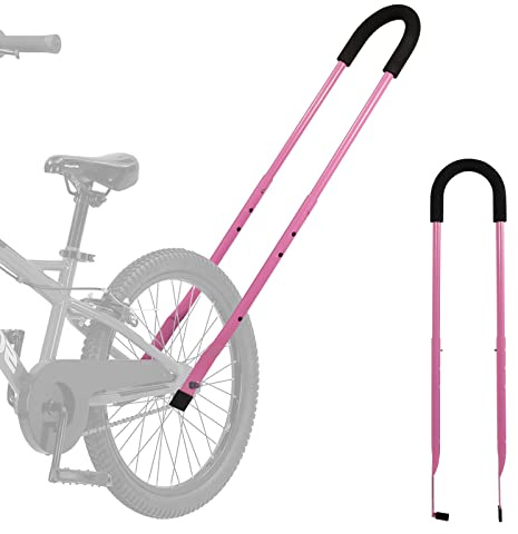 MOSHAY Barra di spinta e di equilibrio per bicicletta per bambini Rosa 1