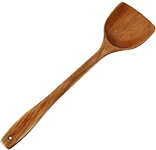 B Wooden Turner for Nonstick Cookware - Long Handle Kitchen Spatula Ideal for Pan and Wok