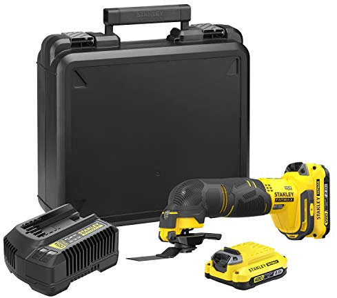 Stanley FATMAX Outil multifonction rotatif Sans Fil 18V Lithium Ion 8000-18000 osc/min Avec 1 Mallette 2 batteries 2Ah 1 Chargeur Gamme FATMAX V20 SFMCE500D2K-QW