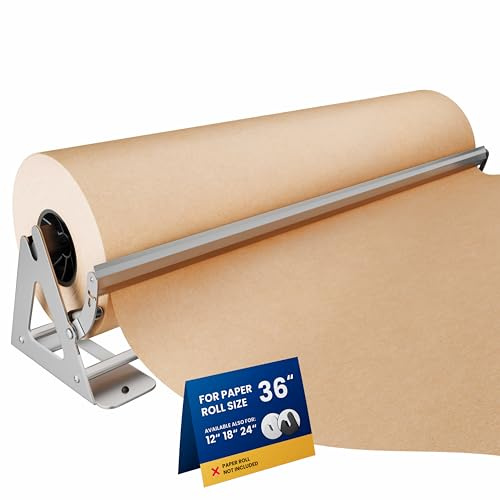 DIY Crew 36 Inch Paper Roll Dispenser and Cutter - Heavy-Duty Wall Mountable, Non Slip Tabletop - Kraft, Freezer, Butcher Paper - Up to 1000ft Rolls