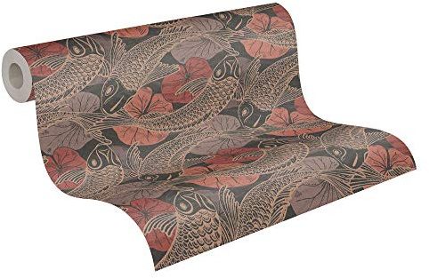 A.S. Création Livingwalls Vliestapete Metropolitan Stories asiatische Tapete mit Kois Mio Tokio 10,05 m x 0,53 m braun rot schwarz 378595 37859-5