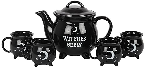 something different Witches Brew Teeservice aus Keramik, Schwarz