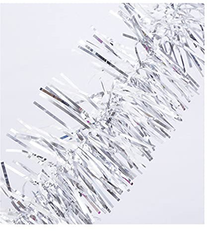 Egurs Weihnachten Lametta Girlanden 5 Stück 2m Glänzend Weihnachtsbaum Schmuck Hängende Dekoration für Weihnachtsbaum Kranz Hochzeit Party Lieferungen Silber Silber