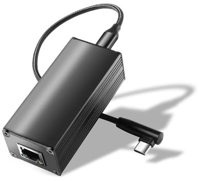 Revotech PoE zu TypeC Adapter Konverter, POE Eingang zu USB C 5V/3A 9V/2.5A adaptiver Ausgang mit Ethernet, IEEE802.3af/at, kabelgebundenes Breitband und PD Charging für Telefon/Tablet/Laptop (PD2CAT)