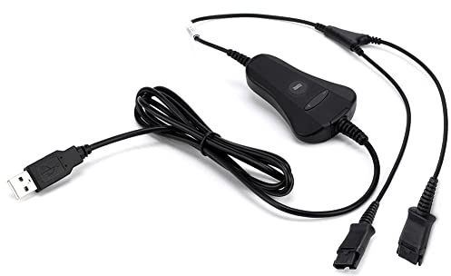 VT PLT-QD USB-Trainingskabel, Y-Splitter-Adapter, Schnelltrennkabel mit Stummschaltung und Lautstärkeregler für Plantronic-QD-Headsets und Computer