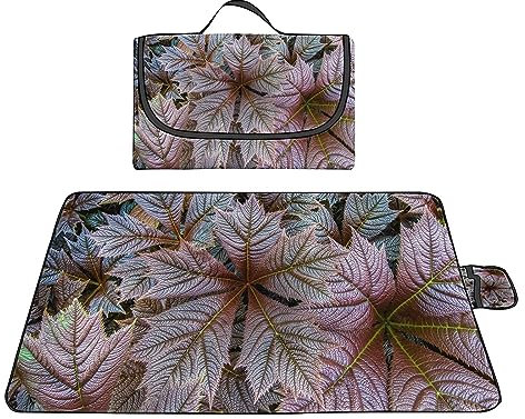 Picknickdecke 200x300cm,XXL Picknickdecke mit Wasserdichter Unterseite,Outdoor Stranddecke Sandfrei,mit Tragegriff Faltbare Picnic Blanket für Camping,Strand,Park,Familie,Konzerte Blätter der Pflanze