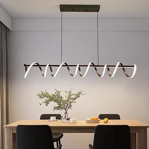 Mikeru Suspension spirale de 120 cm, lampe suspendue de cuisine LED créative, intensité variable de 10% à 100% de luminosité, 3000 K/4500 K/6000 K, hauteur 150 cm, réglable pour îlot de cuisine