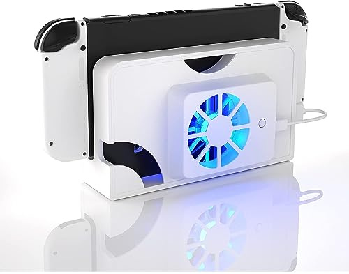 Superschneller Lüfter für Switch OLED Dock, Kühlerersatz für Switch OLED mit 3000 ± 10% U/min LED-Licht-Turbolüfter für die Kühlung von Spielekonsolen