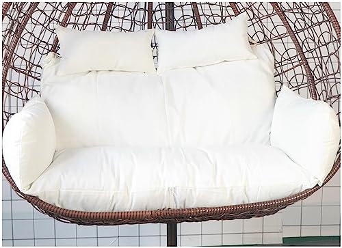ZTGL Hängesessel Kissen für 2 Personen, Polster, Thicken Wasserdicht Auflage für Polyrattan/Rattan Hängeschaukel, Hängekorb, Schaukel Korb, Rückenkissen Ersatzkissen Outdoor,Weiß