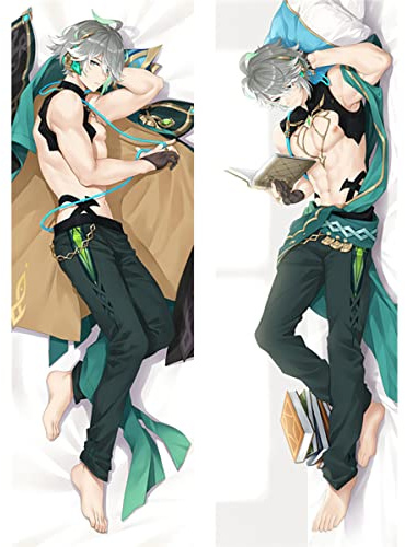 RuiHao Anime Kissenbezug Manga Kissenhülle Für Genshin Impact Alhaitham,Anime Pillowcase Digitaler Doppelseitiger Druck Kissenbezug,Seitenschläferkissen Bezug,Bedding Umarmungskissen Bezu