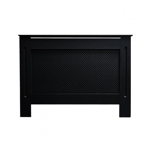 Airwave Radiator Cover Diamond Cut Style Matt Black MDF Wood Radiator Heating Covers Cabinet Shelf Heating Covers for Living Room Hallway Office and Bedroom. (Medium)