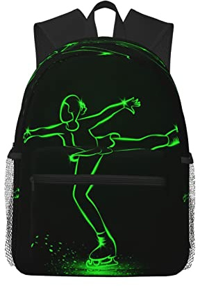 Reiserucksack für Jungen, Mädchen, Kinder, Schlittschuhe, Eiskunstlauf, Neonfarben, Mädchen-Rucksäcke, Schultasche, Büchertasche, Tagesrucksack für Männer und Frauen, Siehe Abbildung, One size