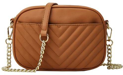 SIVENKE Sac à bandoulière pour femme, petit cuir PU, sac à bandoulière pour femme, élégant avec bandoulière amovible, marron, 21 cm x 7 cm x 17 cm