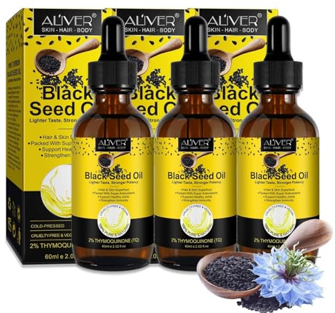 P-Beauty Bio Schwarzkümmelöl tropfen für Haare & Haut 3x60ml, Kaltgepresst - natürliches Pflegeöl, stärkt Immunsystem, fördert Haarwachstum, Schwarzkümmel Öl für Anti-Aging, Feuchtigkeit & Akne