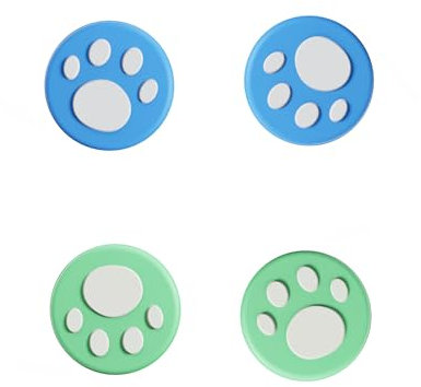 GEEMEE 4 Pièces Capuchon Joystick Compatible avec Nintendo Switch/Switch OLED/Switch Lite, Bouton Silicone Thumb Grip Caps Protection, Pouce analogique Anti-dérapant Stick Caps, Bleu + Vert