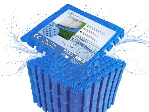 Meisterhome Tappetino per piscina 72 pezzi – 11,52 m² – Tappetino di protezione per pavimenti per piscina/piscine – Pellicola per pavimenti in piscina, blu