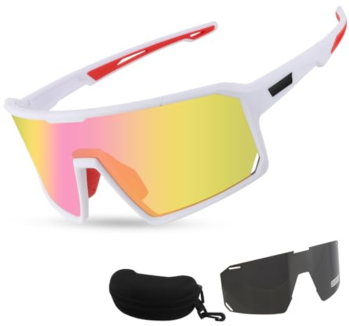 FOCUHUNTER Polarisierte Sport-Sonnenbrille für Jugendliche, UV400 Radfahren Brillen für Baseball Laufen Radfahren Brillen 2 Gläser