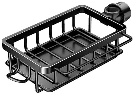 AILOOCEDI Hängendes Wasserhahn-Abflussregal, Multifunktionaler Küchenspüle-Caddy-Halter mit Abtropfschale für Spülmittel, Bürste, Schwamm mit Platz, Aluminium-Kunststoff, Kompaktes Design,