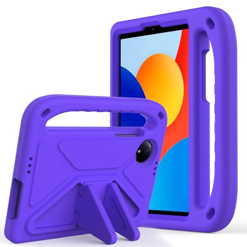 Custodia per Xiaomi Redmi Pad SE 4G 8.7 Pollice Tablet Custodia per Bambini Leggero Antiurto Cover con Maniglia Stand Tablet, Viola