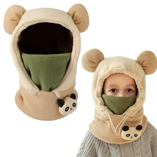 AYPOW Bambino Passamontagna da Neve, Passamontagna Invernale in Pile Termico Bambini, Balaclava Maschera da Sci Antivento, Cappello Caldo Cappuccio con Scaldacollo Ciclismo per Ragazzi Ragazze