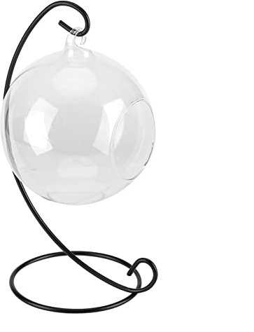 Verre Succulent Suspendu, Design en Forme de Boule, élégant Vase en Verre Succulent Suspendu, pour Plantes et Fleurs avec Cadre en Fer, Décoration Intérieure/extérieure
